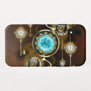 Steampunk Rusty Background with Turquoise Lenses iPhone XR Case