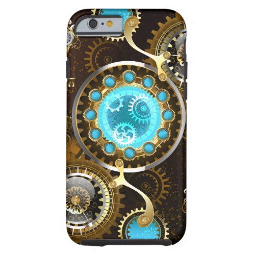 Steampunk Rusty Background with Turquoise Lenses Tough iPhone 6 Case