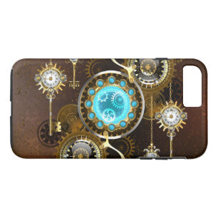 Steampunk Rusty Background with Turquoise Lenses iPhone 8 Plus/7 Plus Case