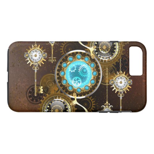 Steampunk Rusty Background with Turquoise Lenses iPhone 8 Plus7 Plus Case