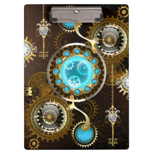 Steampunk Rusty Background with Turquoise Lenses Clipboard