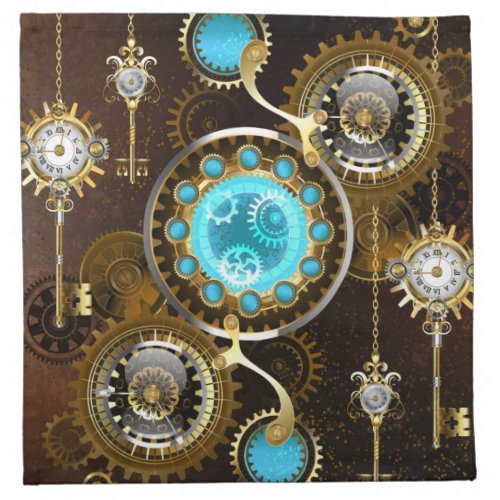 Steampunk Rusty Background with Turquoise Lenses Cloth Napkin