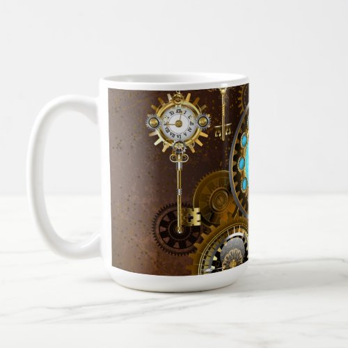 Steampunk Rusty Background with Turquoise Lenses Coffee Mug