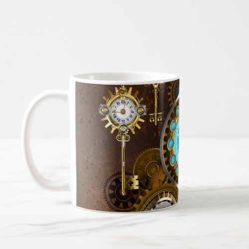 Steampunk Rusty Background with Turquoise Lenses Coffee Mug