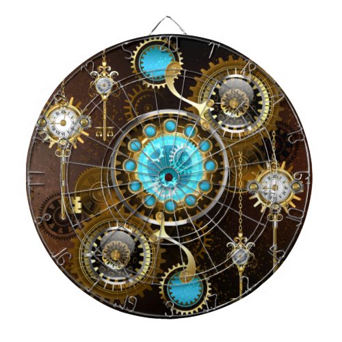 Steampunk Rusty Background with Turquoise Lenses Dart Board