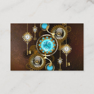 Steampunk Rusty Background with Turquoise Lenses Discount Card