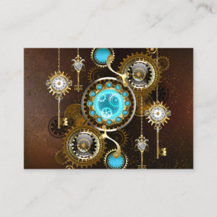 Steampunk Rusty Background with Turquoise Lenses Discount Card