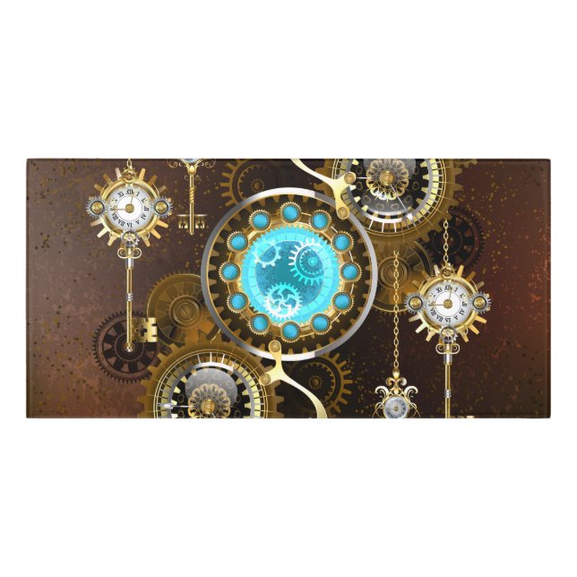Steampunk Rusty Background with Turquoise Lenses Door Sign (Classic Front)