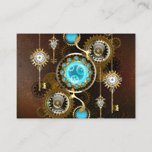 Steampunk Rusty Background with Turquoise Lenses Enclosure Card