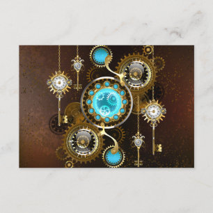 Steampunk Rusty Background with Turquoise Lenses Enclosure Card