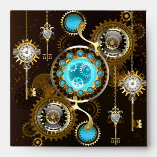 Steampunk Rusty Background with Turquoise Lenses Envelope