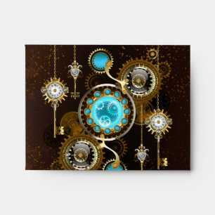 Steampunk Rusty Background with Turquoise Lenses Envelope