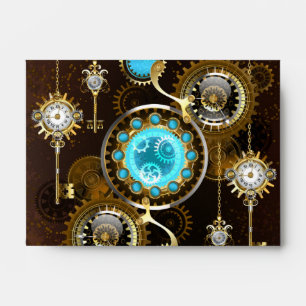 Steampunk Rusty Background with Turquoise Lenses Envelope
