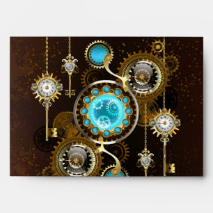Steampunk Rusty Background with Turquoise Lenses Envelope