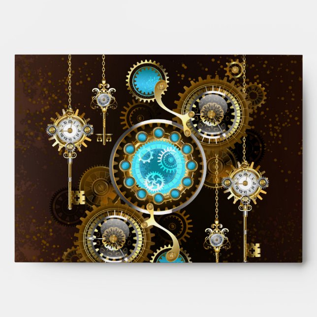 Steampunk Rusty Background with Turquoise Lenses Envelope (Front)