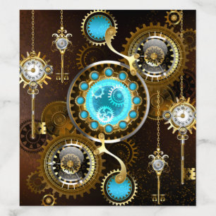 Steampunk Rusty Background with Turquoise Lenses Envelope Liner