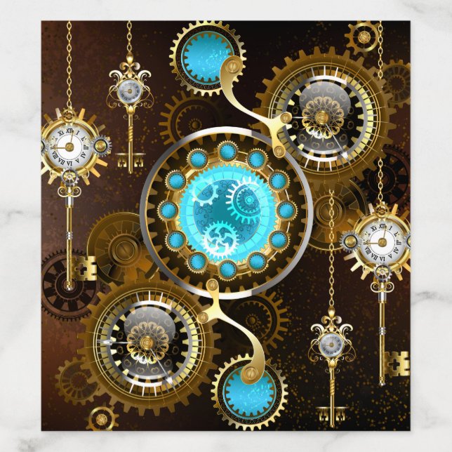 Steampunk Rusty Background with Turquoise Lenses Envelope Liner (Design)