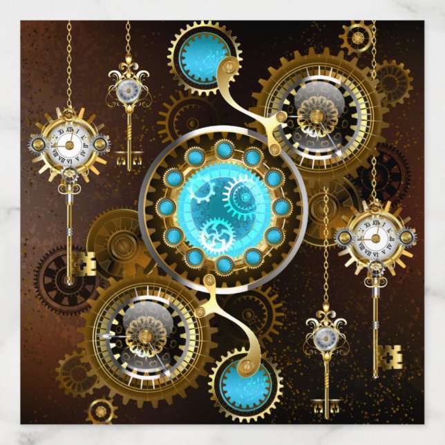 Steampunk Rusty Background with Turquoise Lenses Envelope Liner (Design)