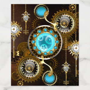 Steampunk Rusty Background with Turquoise Lenses Envelope Liner
