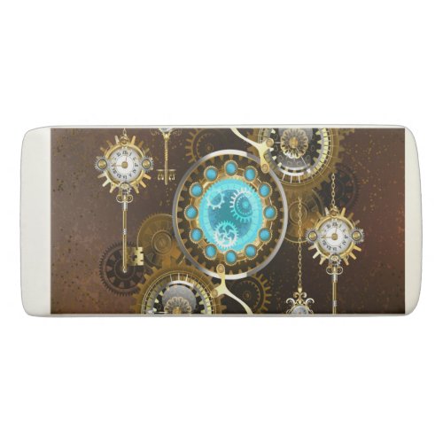 Steampunk Rusty Background with Turquoise Lenses Eraser