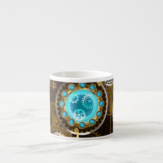 Steampunk Rusty Background with Turquoise Lenses Espresso Cup (Front)