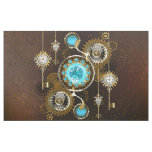 Steampunk Rusty Background with Turquoise Lenses Fabric