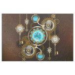 Steampunk Rusty Background with Turquoise Lenses Fabric