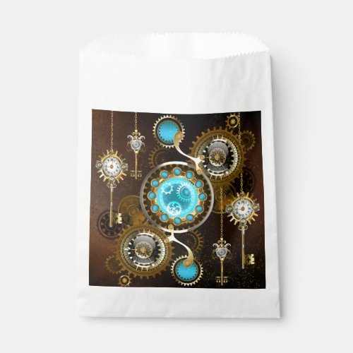 Steampunk Rusty Background with Turquoise Lenses Favor Bag
