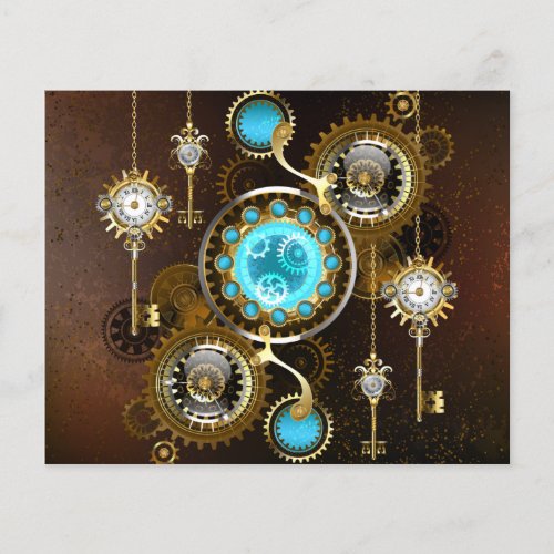 Steampunk Rusty Background with Turquoise Lenses Flyer