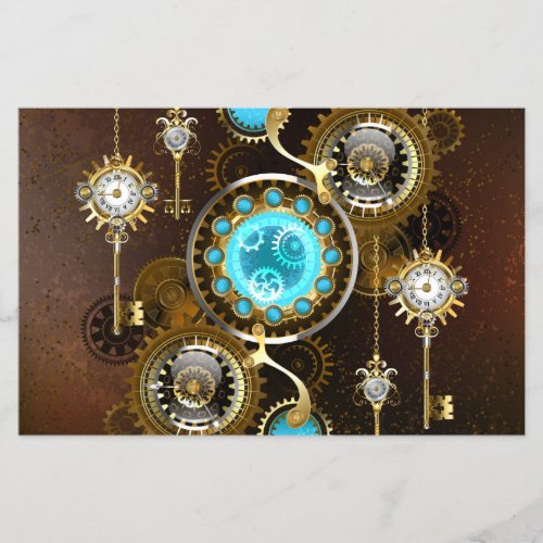 Steampunk Rusty Background with Turquoise Lenses Flyer