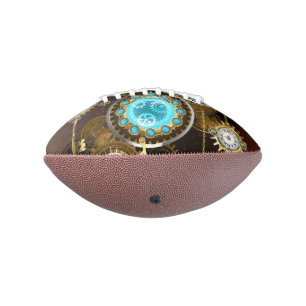 Steampunk Rusty Background with Turquoise Lenses Football