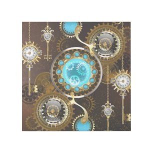 Steampunk Rusty Background with Turquoise Lenses Gallery Wrap
