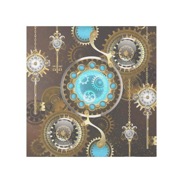 Steampunk Rusty Background with Turquoise Lenses Gallery Wrap (Front)