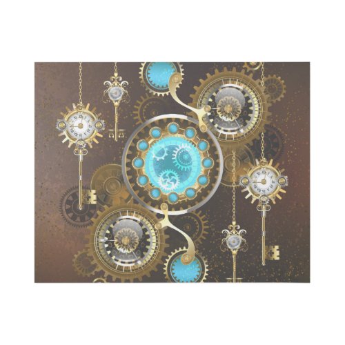 Steampunk Rusty Background with Turquoise Lenses Gallery Wrap