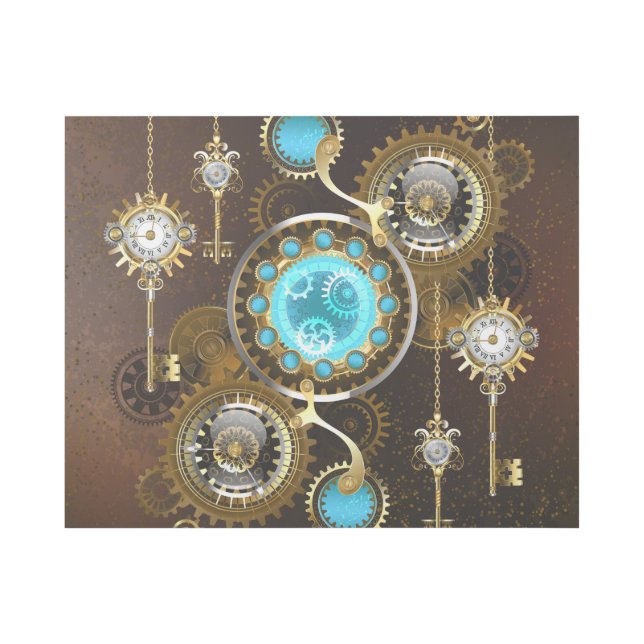 Steampunk Rusty Background with Turquoise Lenses Gallery Wrap (Front)
