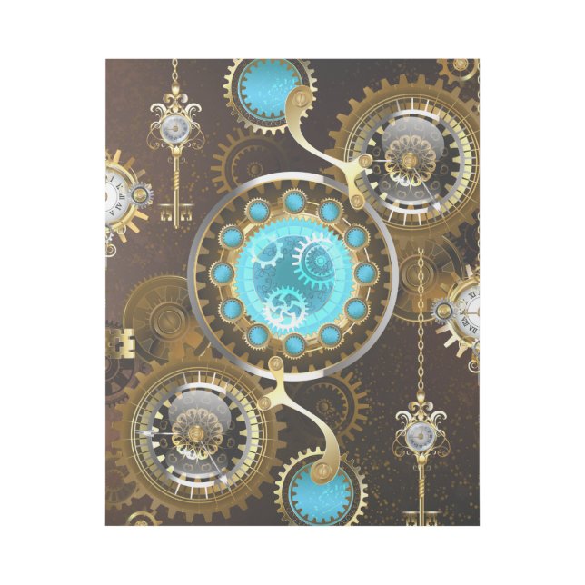 Steampunk Rusty Background with Turquoise Lenses Gallery Wrap (Front)