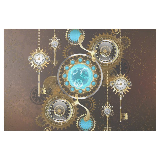 Steampunk Rusty Background with Turquoise Lenses Gallery Wrap (Front)