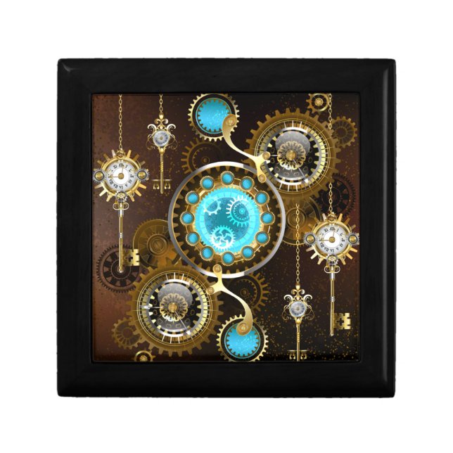 Steampunk Rusty Background with Turquoise Lenses Gift Box (Front)