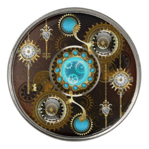 Steampunk Rusty Background with Turquoise Lenses Golf Ball Marker