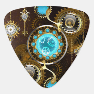 Steampunk Rusty Background with Turquoise Lenses Guitar Pick