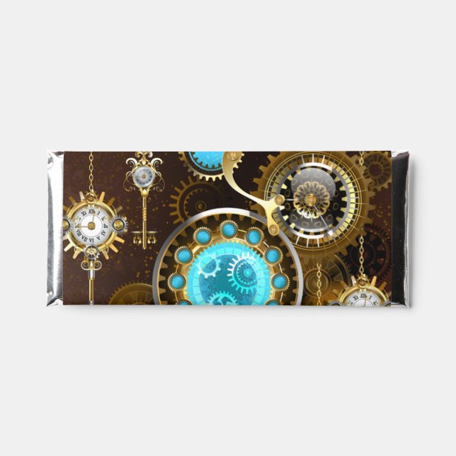 Steampunk Rusty Background with Turquoise Lenses Hershey Bar Favors (Front)