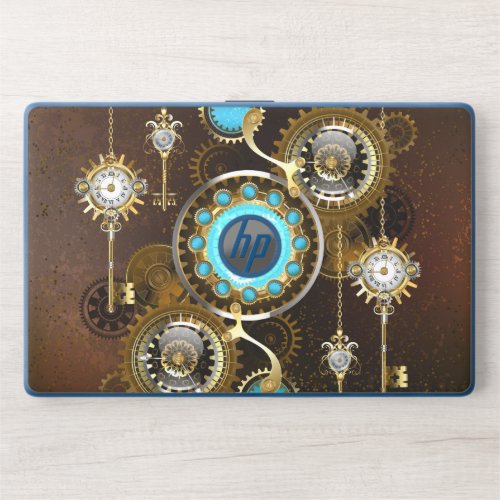 Steampunk Rusty Background with Turquoise Lenses HP Laptop Skin