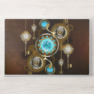 Steampunk Rusty Background with Turquoise Lenses HP Laptop Skin