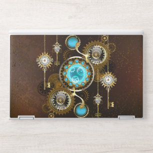 Steampunk Rusty Background with Turquoise Lenses HP Laptop Skin