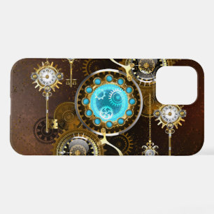 Steampunk Rusty Background with Turquoise Lenses iPhone 12 Case