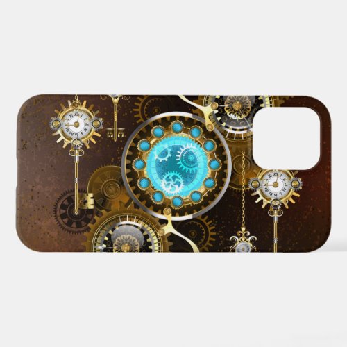 Steampunk Rusty Background with Turquoise Lenses iPhone 12 Case