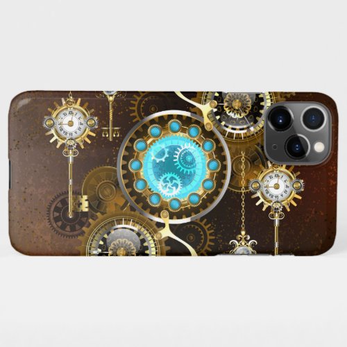 Steampunk Rusty Background with Turquoise Lenses iPhone 11Pro Max Case