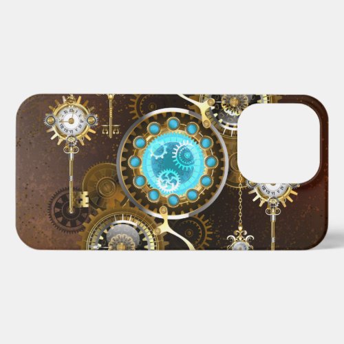 Steampunk Rusty Background with Turquoise Lenses iPhone 13 Pro Case