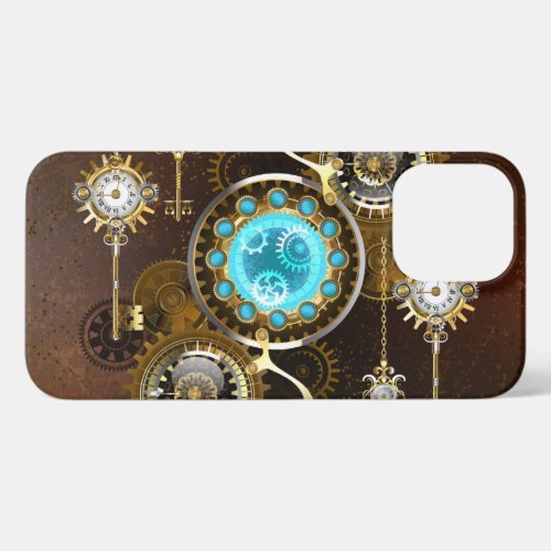 Steampunk Rusty Background with Turquoise Lenses iPhone 13 Pro Max Case