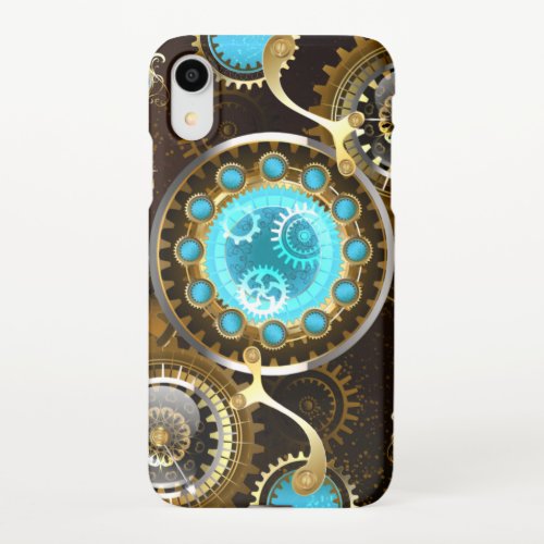 Steampunk Rusty Background with Turquoise Lenses iPhone XR Case